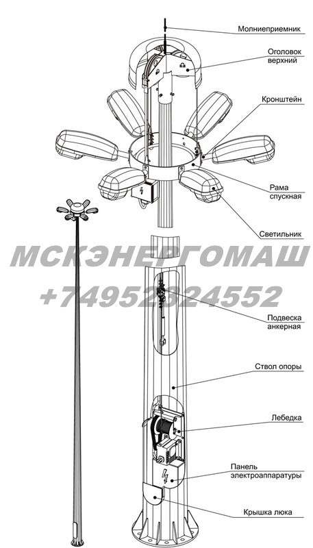 Мачта освещения многогранная